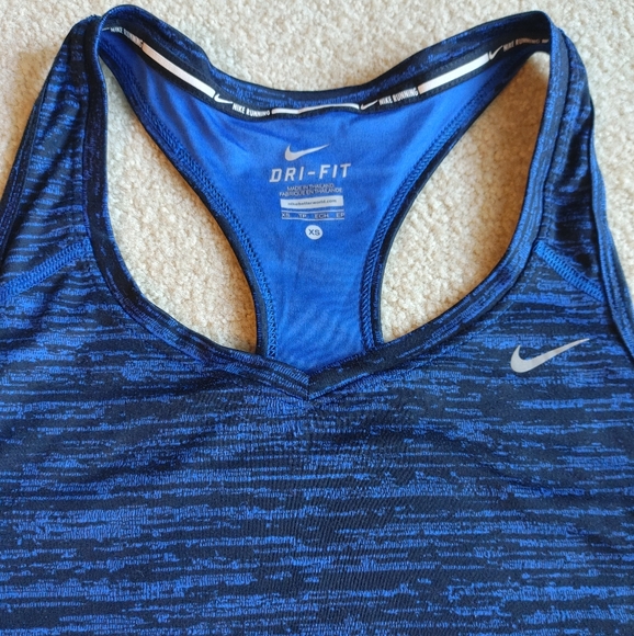 Nike Dri-Fit Racerback Running Tank - Blue and Black - XS - Picture 2 of 6